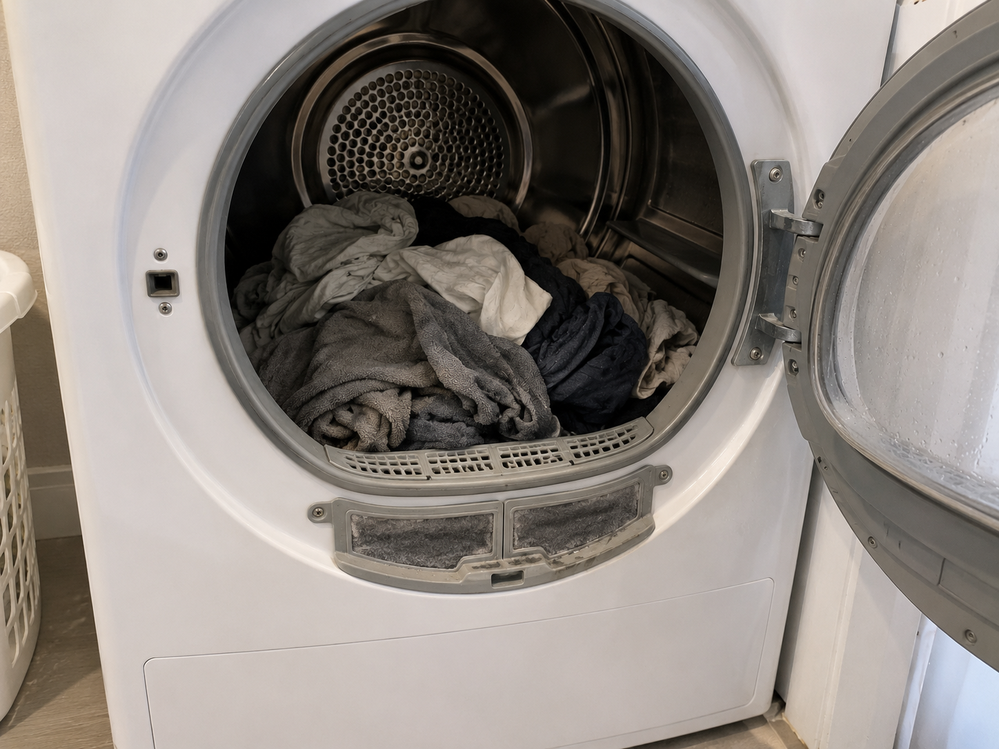Secadora con ropa húmeda que no seca correctamente